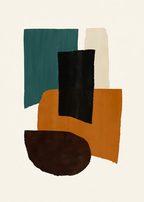 Abstract kunstwerk met aardse blokken