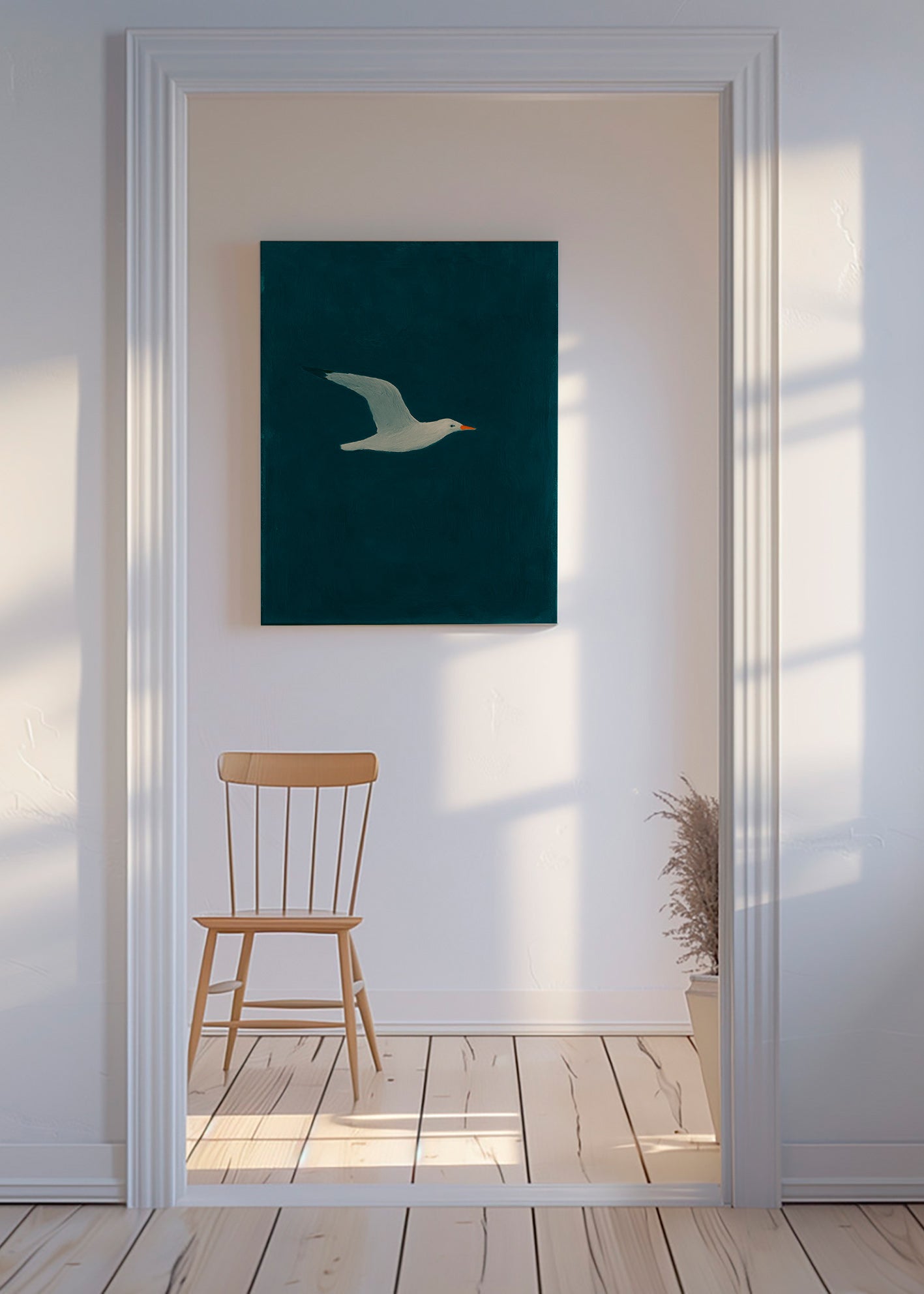 Cuadro gaviota en vuelo sobre mar profundo – Canvas