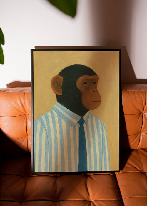 Aapkunst met gestreept overhemd – Product1