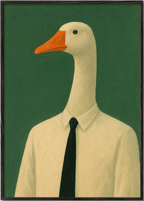 Artwork uitvoerende gans in pak – Black Frame