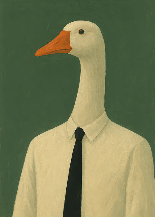 Artwork uitvoerende gans in pak