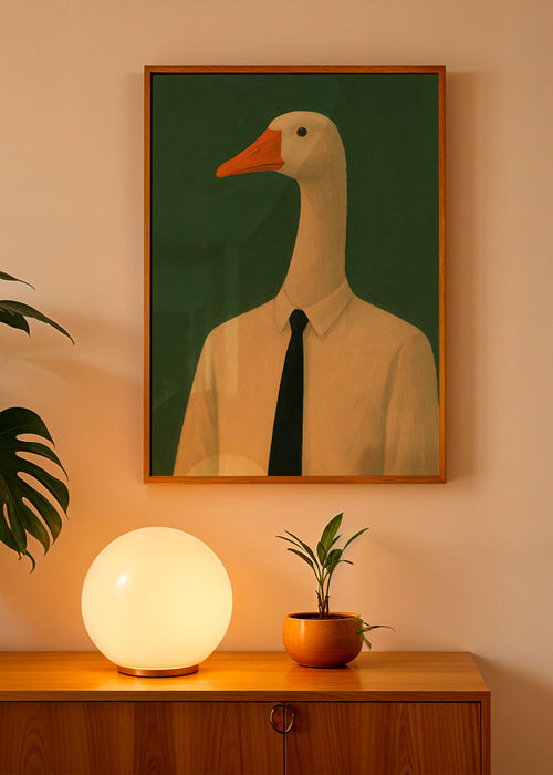 Artwork uitvoerende gans in pak – Product1