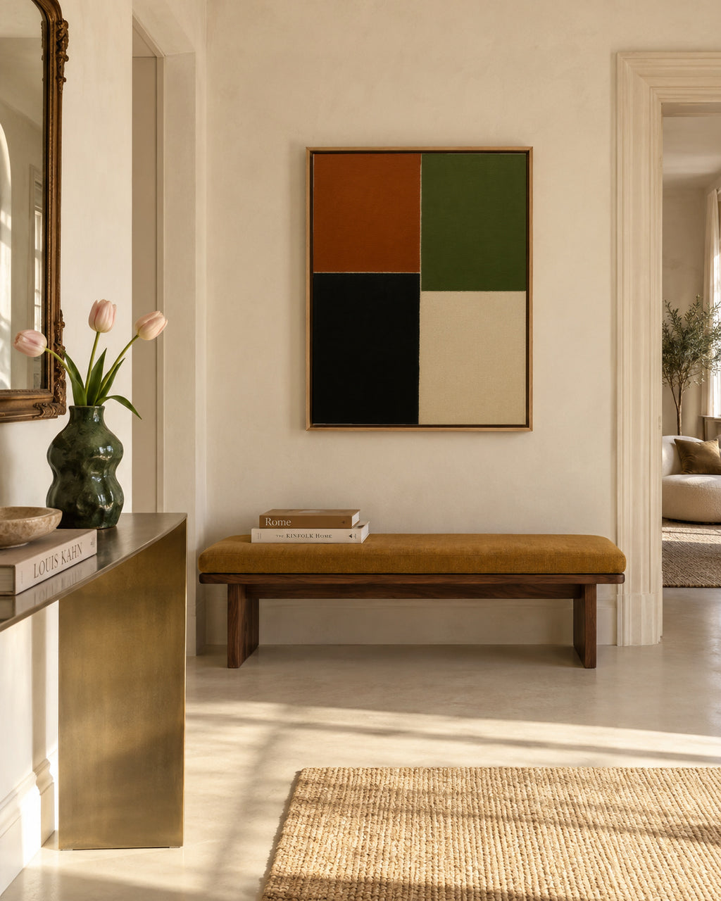 Field Composition I - Framed canvas in an interior