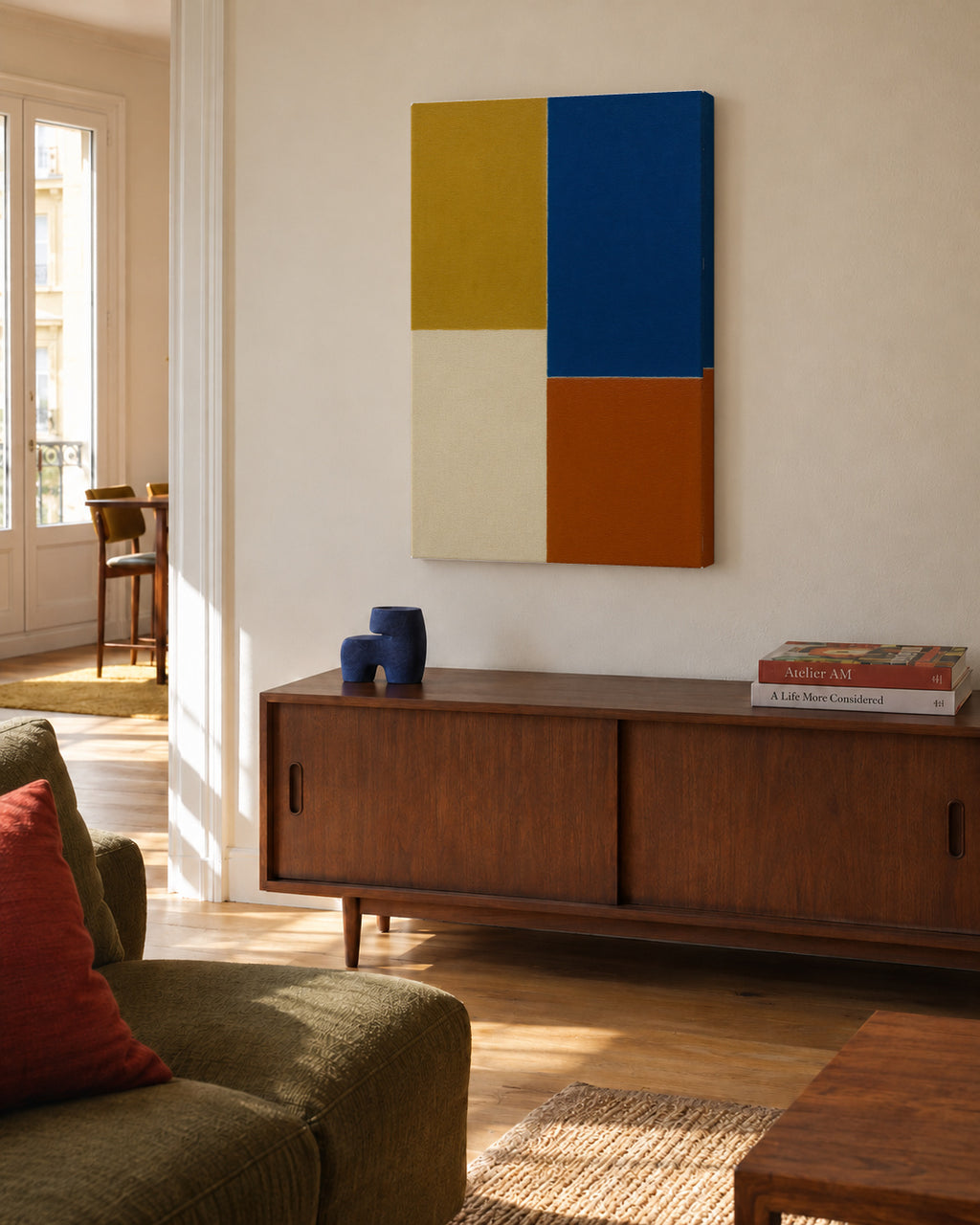 Field Composition II - Unframed canvas in an interior