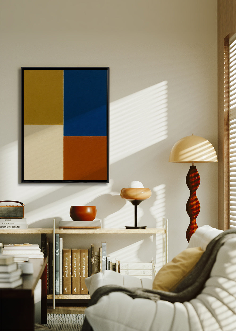 Field Composition II - Framed canvas in an interior