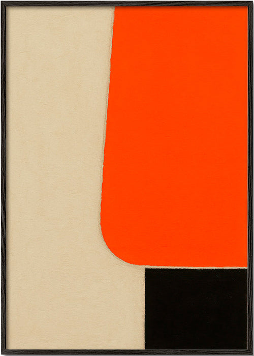 Geometrische poster met oranje blok en zwarte basis – Black Frame