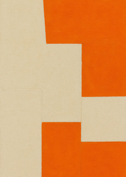 Geometrische print beige en oranje vlakken