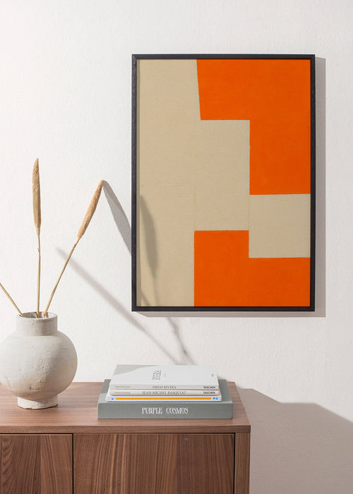 Geometrische print beige en oranje vlakken – Product1