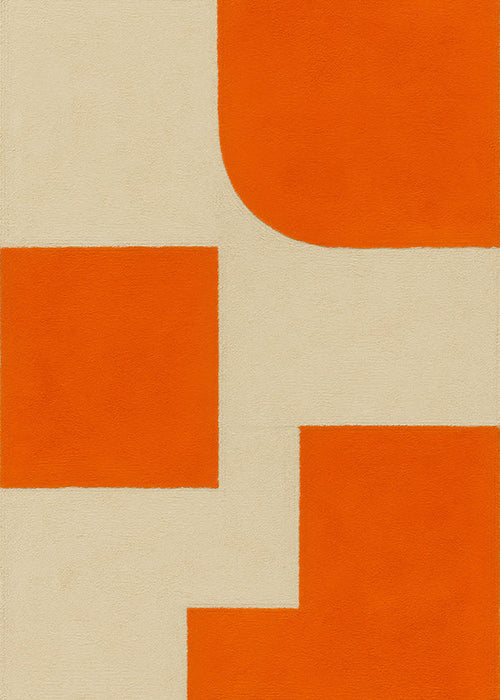 Geometrische kunst oranje en beige met modulaire blokken