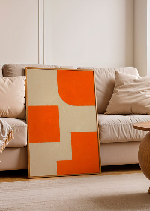 Geometrische kunst oranje en beige met modulaire blokken – Product1