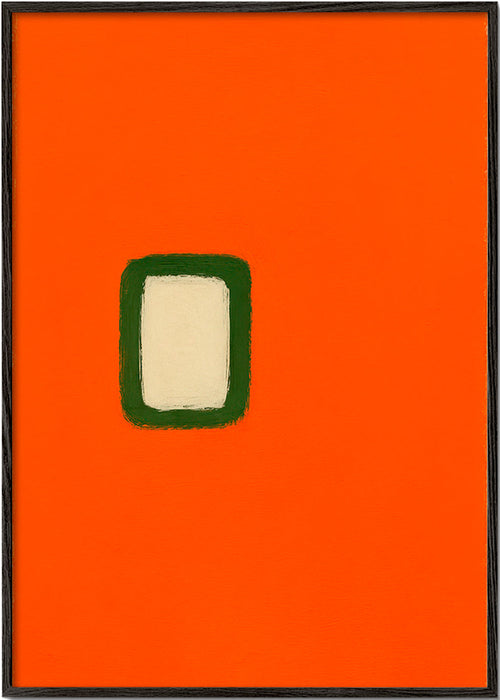 Minimalistisch oranje paneel met groene kern – Black Frame