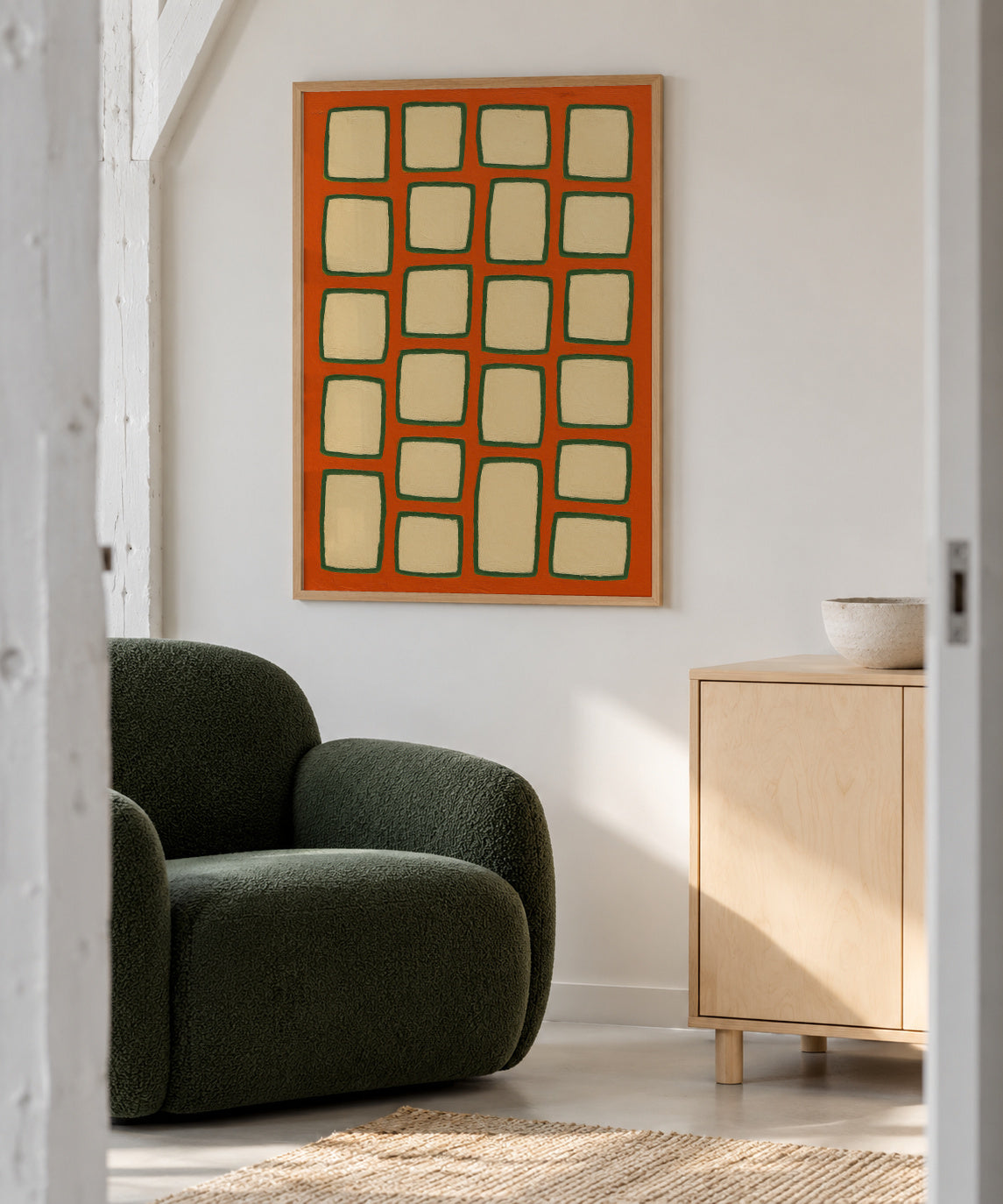 Terracotta Grid - Framed poster in an interior