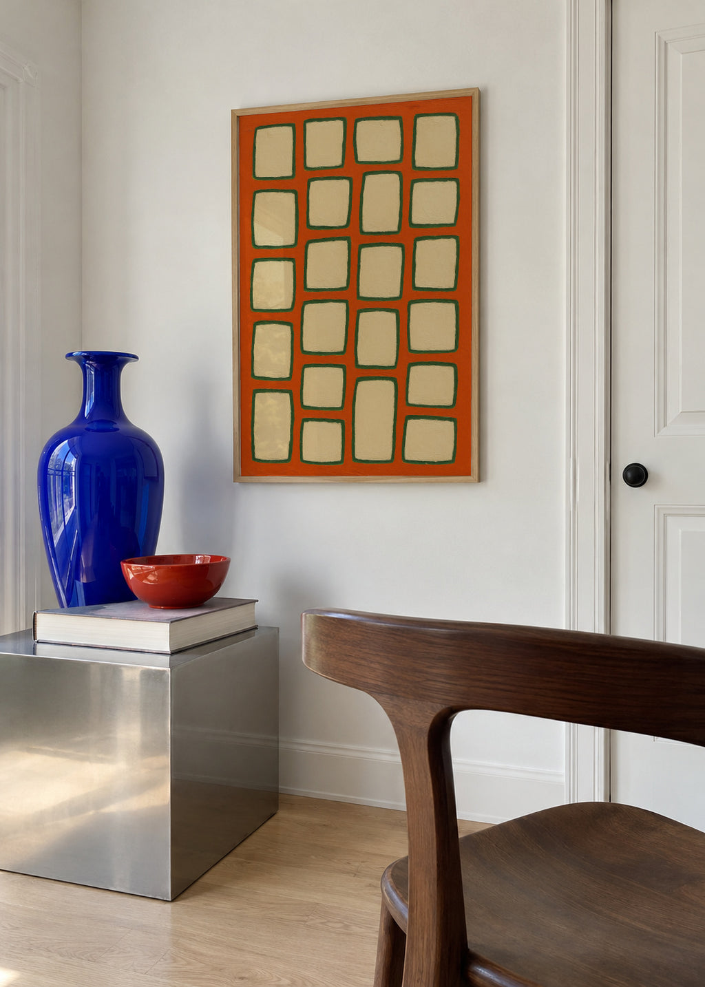 Terracotta Grid - Framed poster in an interior