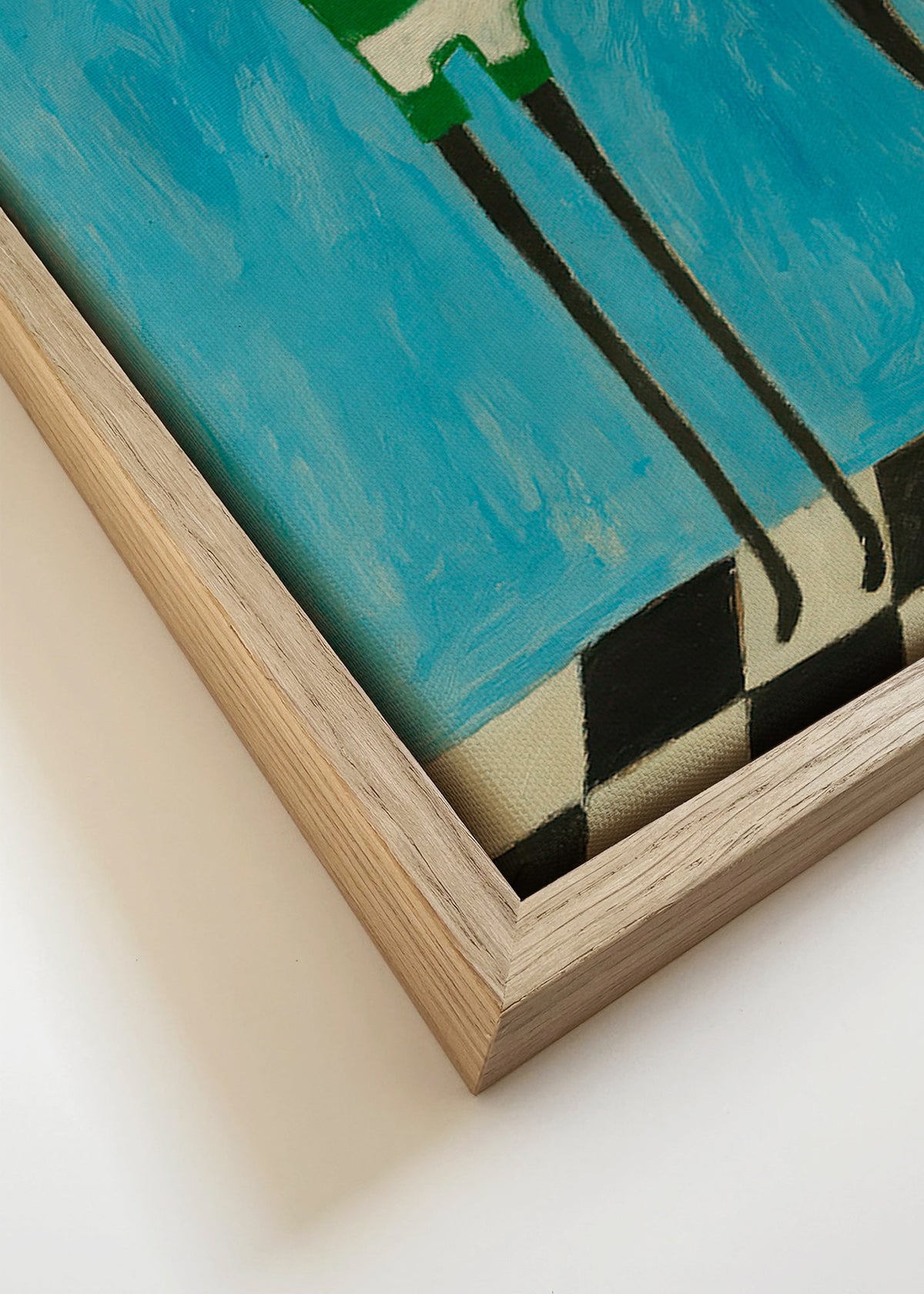 Gestileerde hond met groene strepen – Canvas detail