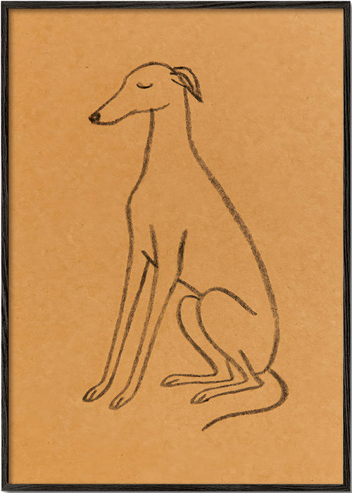Galgo silhouet lijnkunst – Black Frame