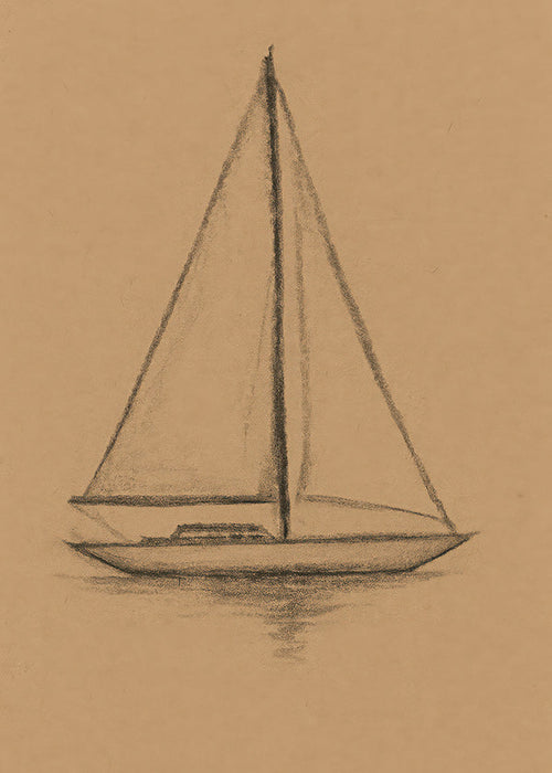 Zwart-wit kunst: zeilboot schets