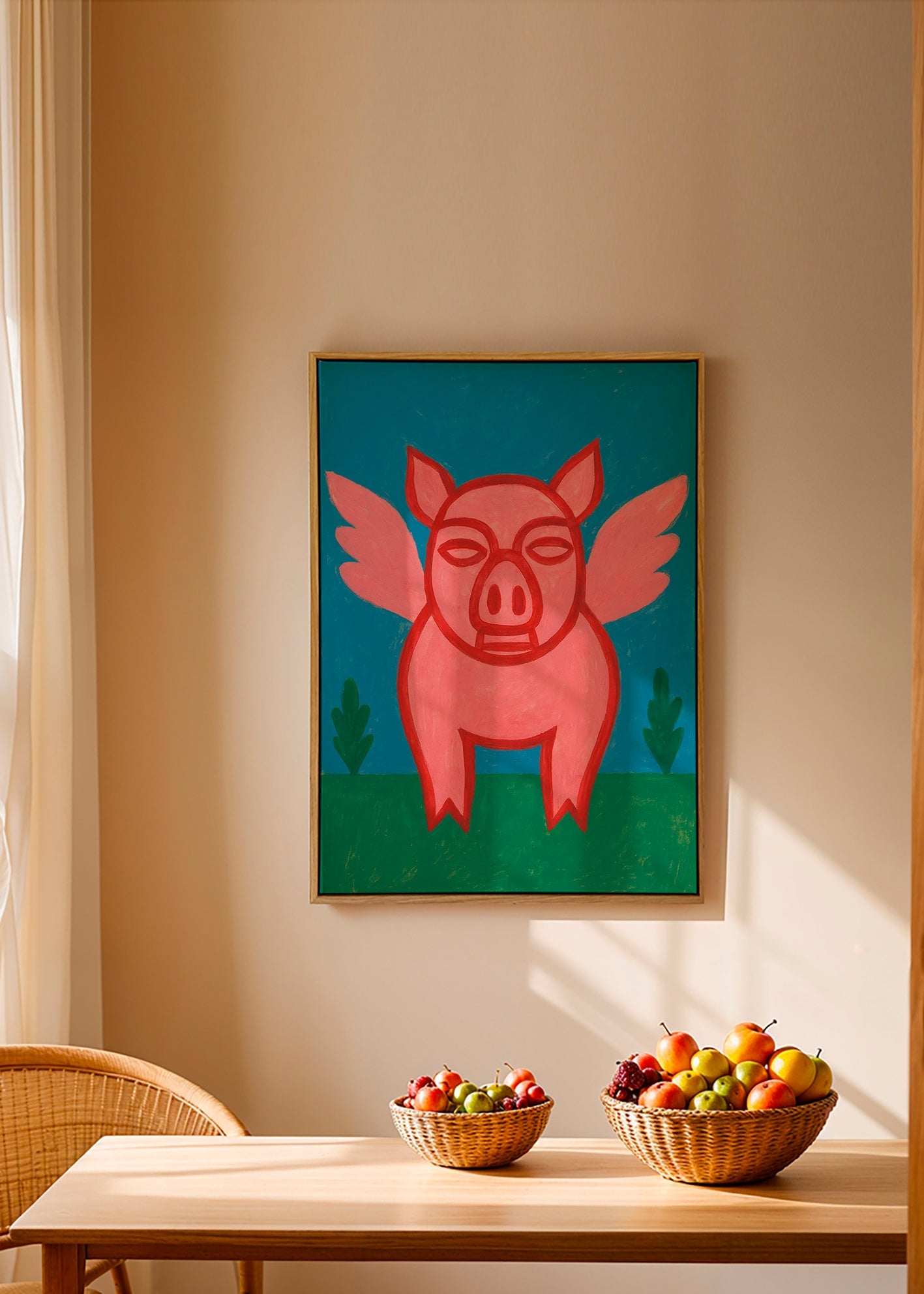 Artwork vliegend varkentje speelse illustratie – Canvas2