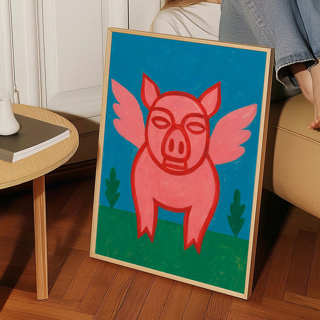 Artwork vliegend varkentje speelse illustratie – Product1