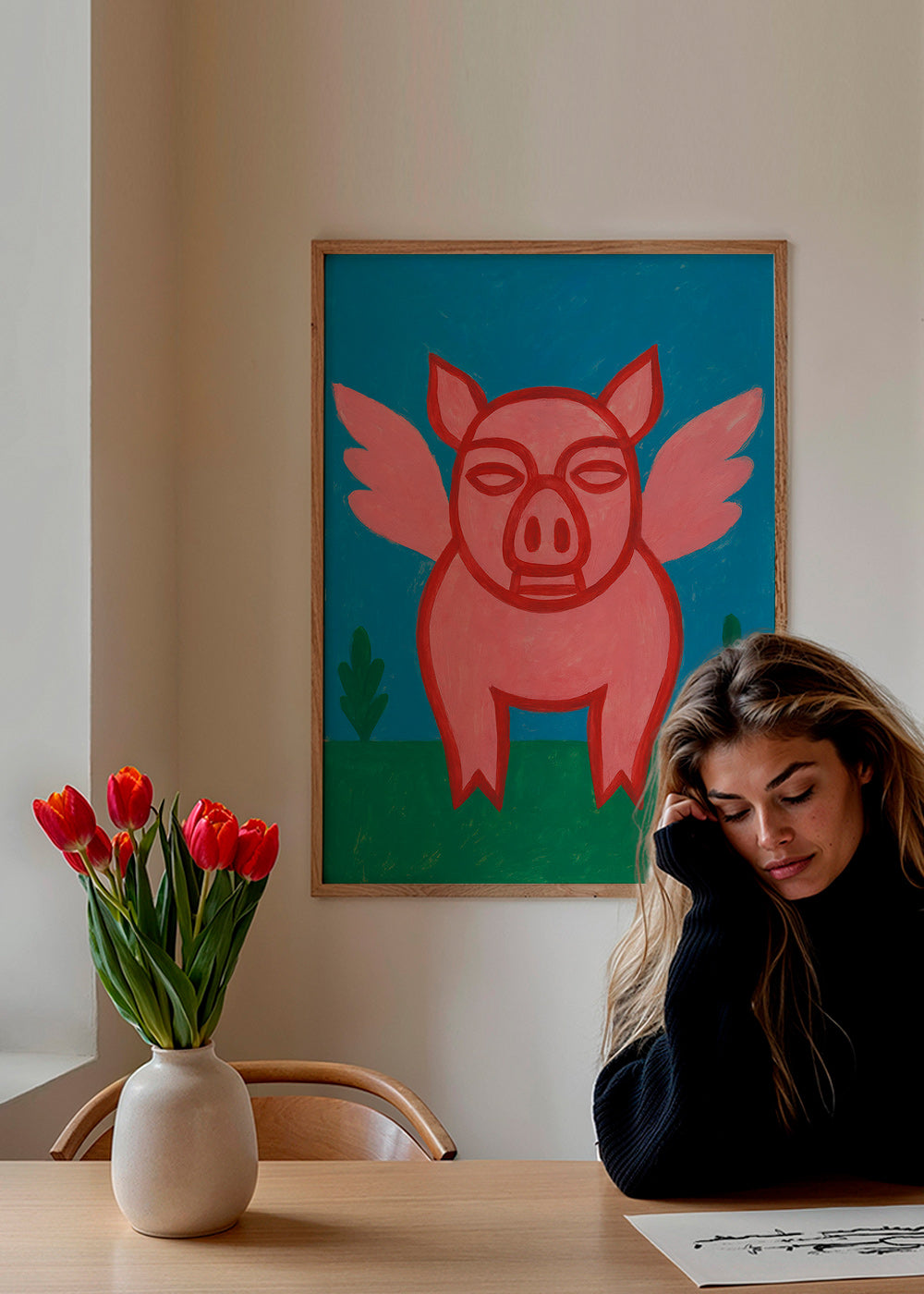 Artwork vliegend varkentje speelse illustratie – Product2