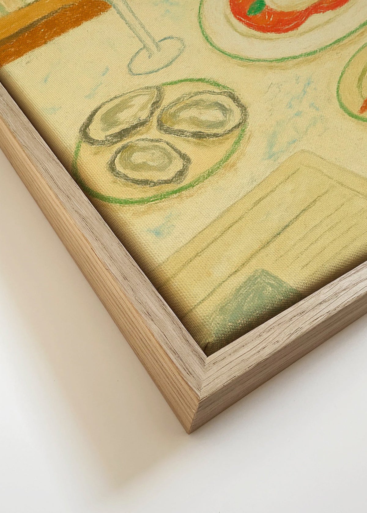 Keuken kunst: burrata en oesters in zachte schets – Canvas detail