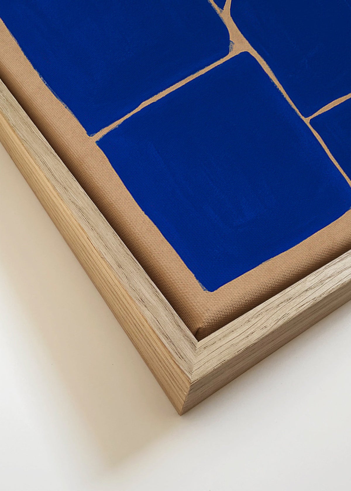 Geometrische poster blauw met gefragmenteerde blokken – Canvas detail