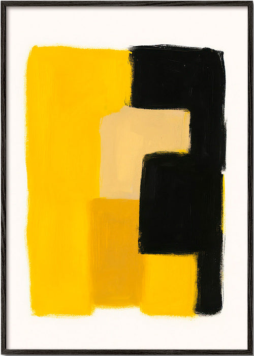 Abstract werk met gele en zwarte blokken – Black Frame
