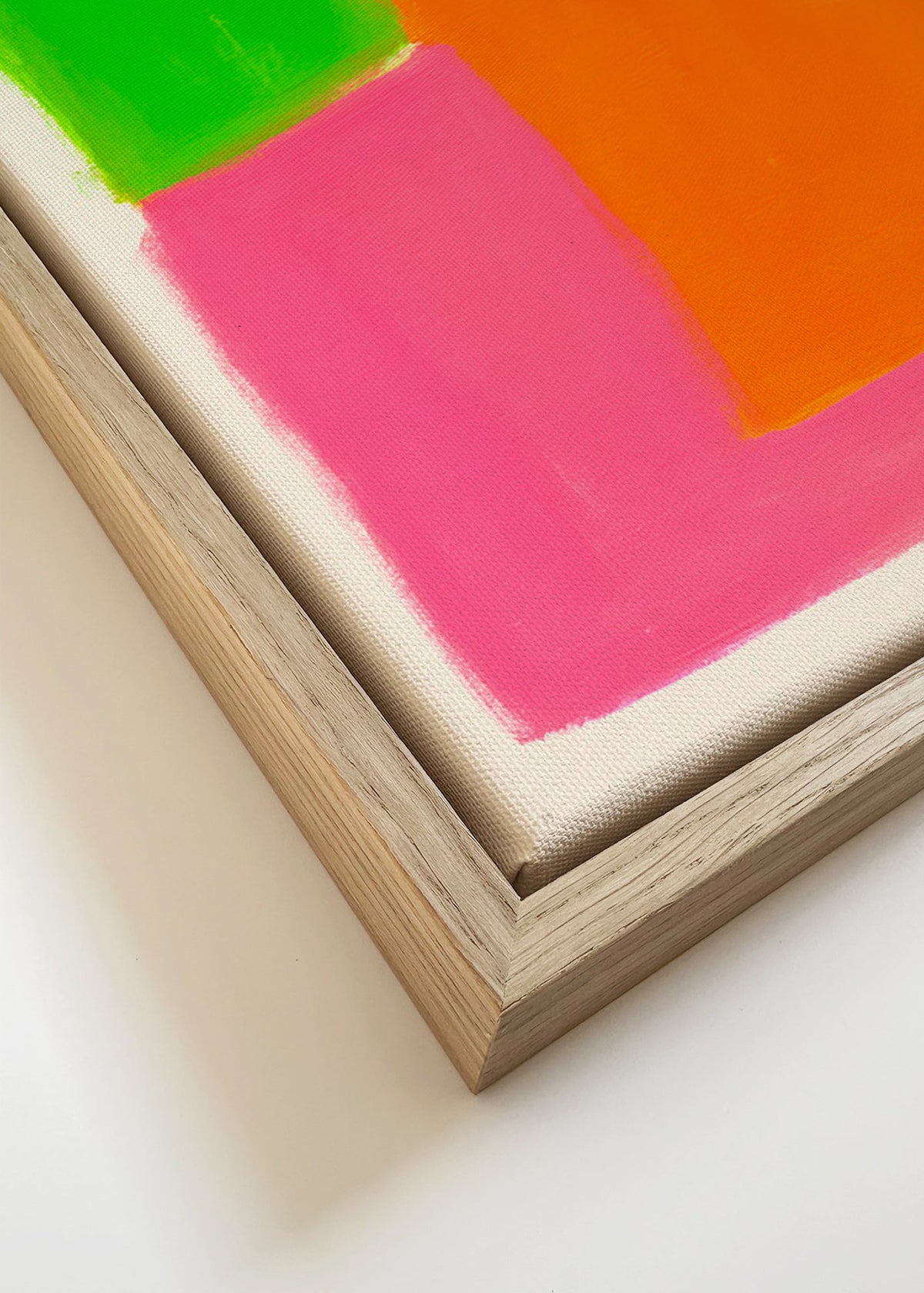 Abstract schilderij met levendige kleurvlakken – Canvas detail