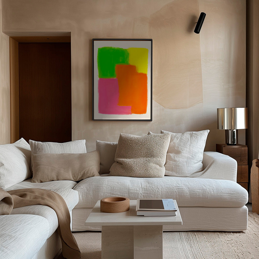 Cuadro abstracto con bloques de color vibrante – Canvas2