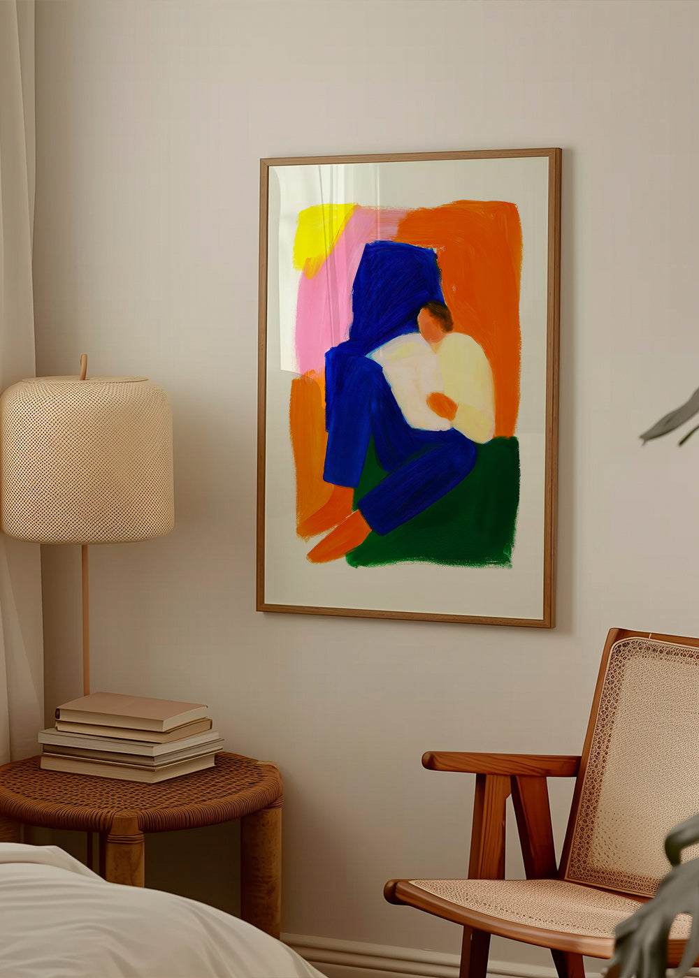 Illustratie van zittend figuur in levendige kleuren – Product1