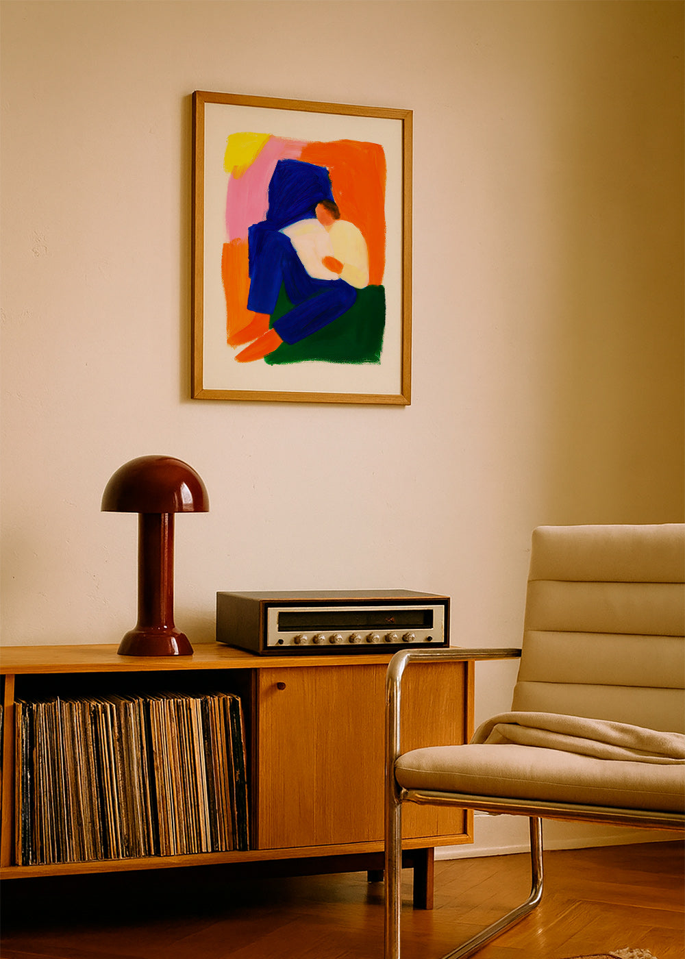 Illustratie van zittend figuur in levendige kleuren – Product2