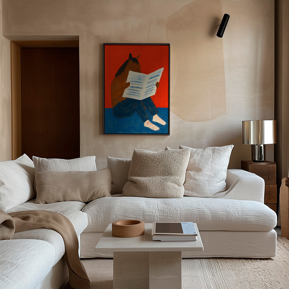 Kunstwerk: paard leest krant – Canvas1
