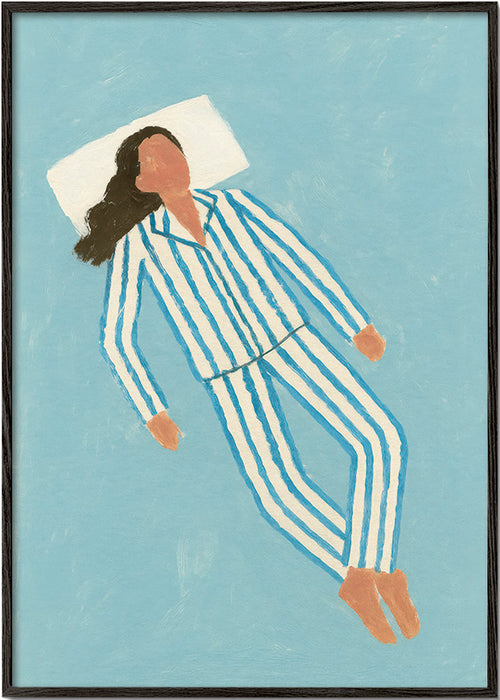 Illustratie vrouw in gestreepte pyjama – Black Frame