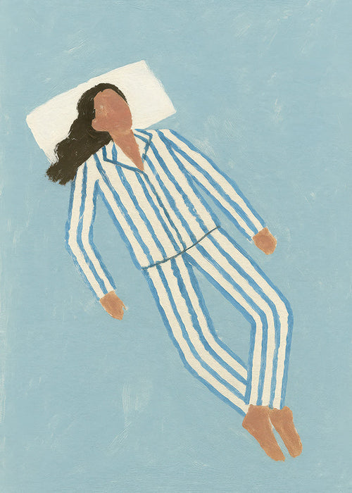 Illustratie vrouw in gestreepte pyjama