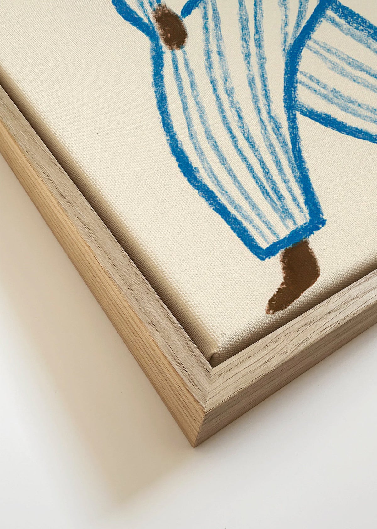 Illustratie wandelende figuur met blauwe lijnen – Canvas detail