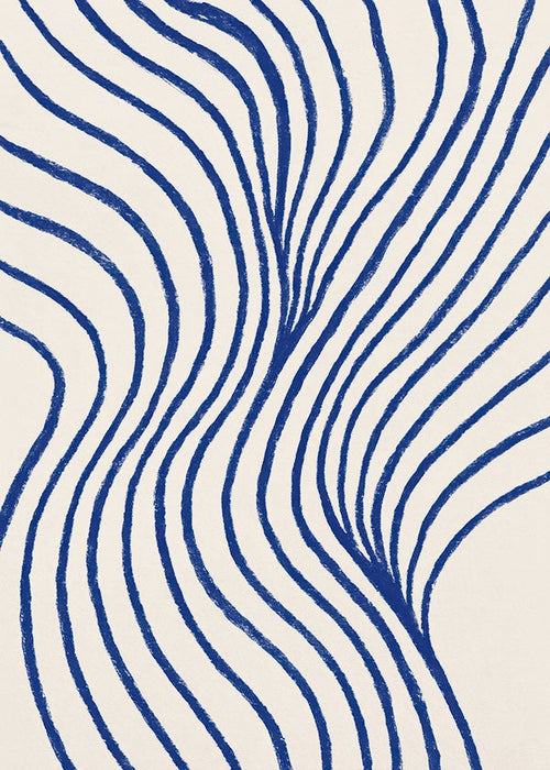 Abstracte kunst met blauwe golven