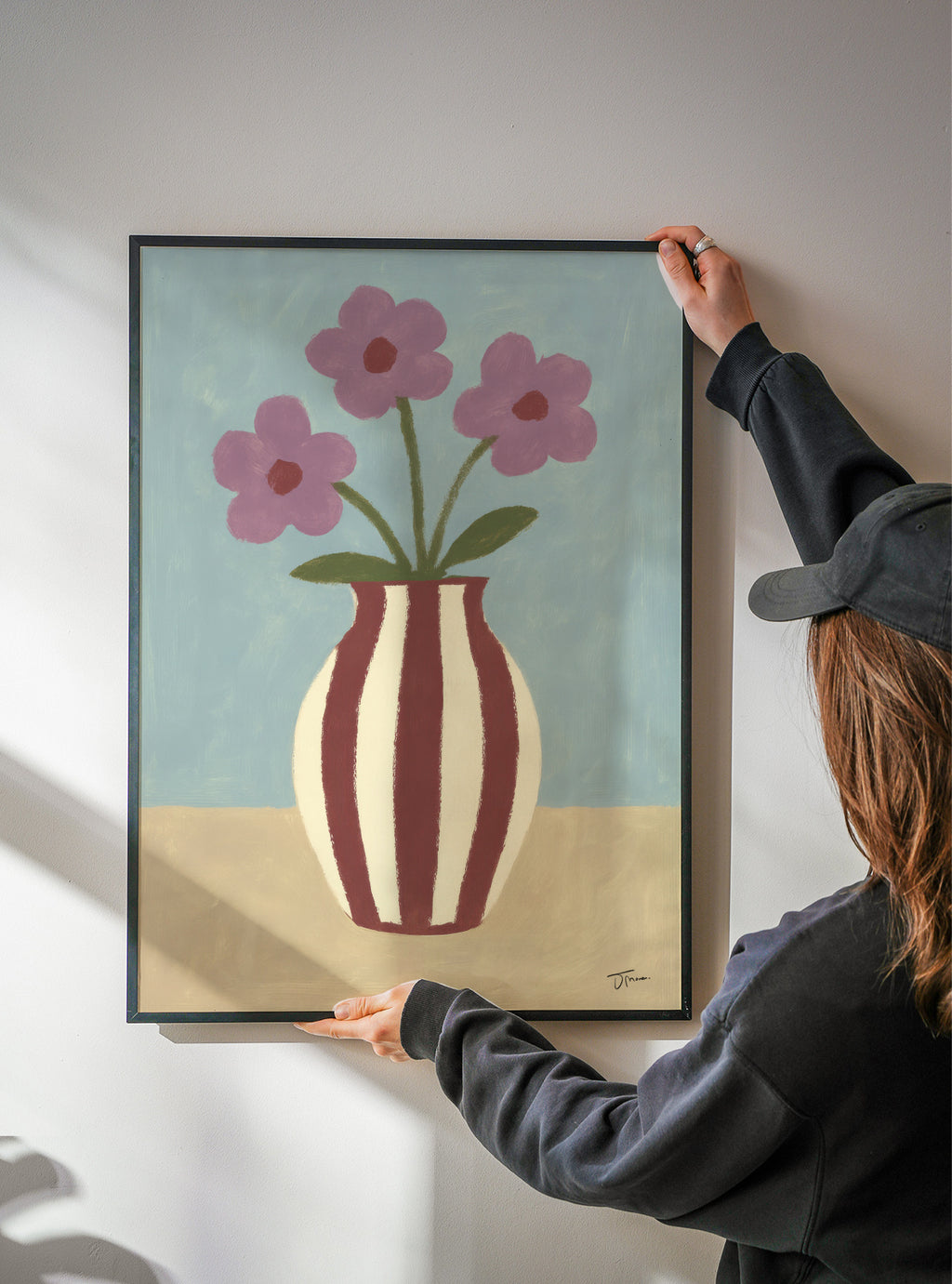 Burgundy Lines - Framed poster detail