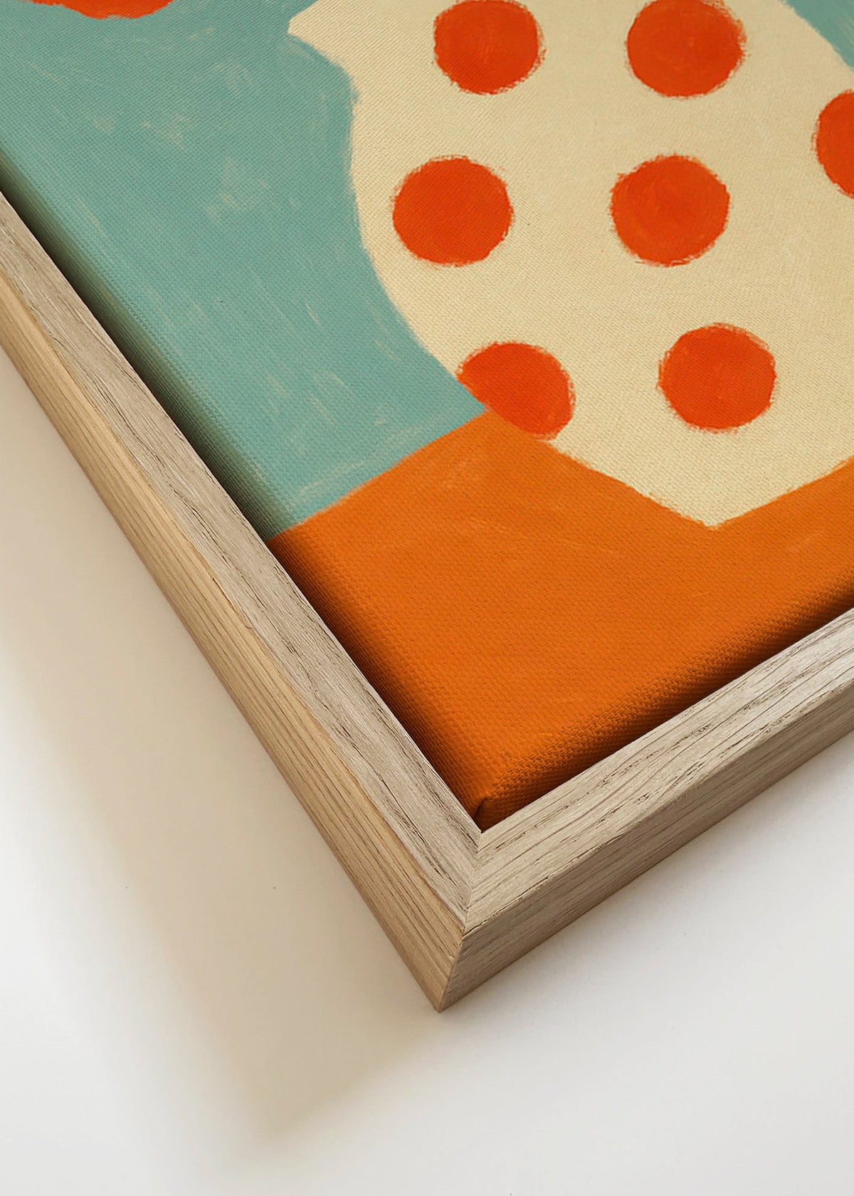 Botanische poster met rood gestippelde vaas – Canvas detail