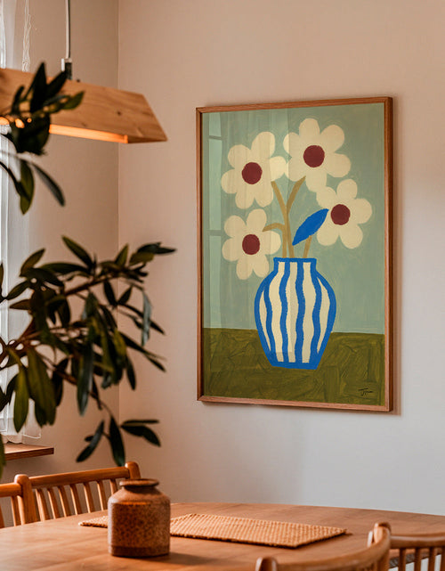 Botanische poster blauwe vaas met gestileerde bloemen – Product1