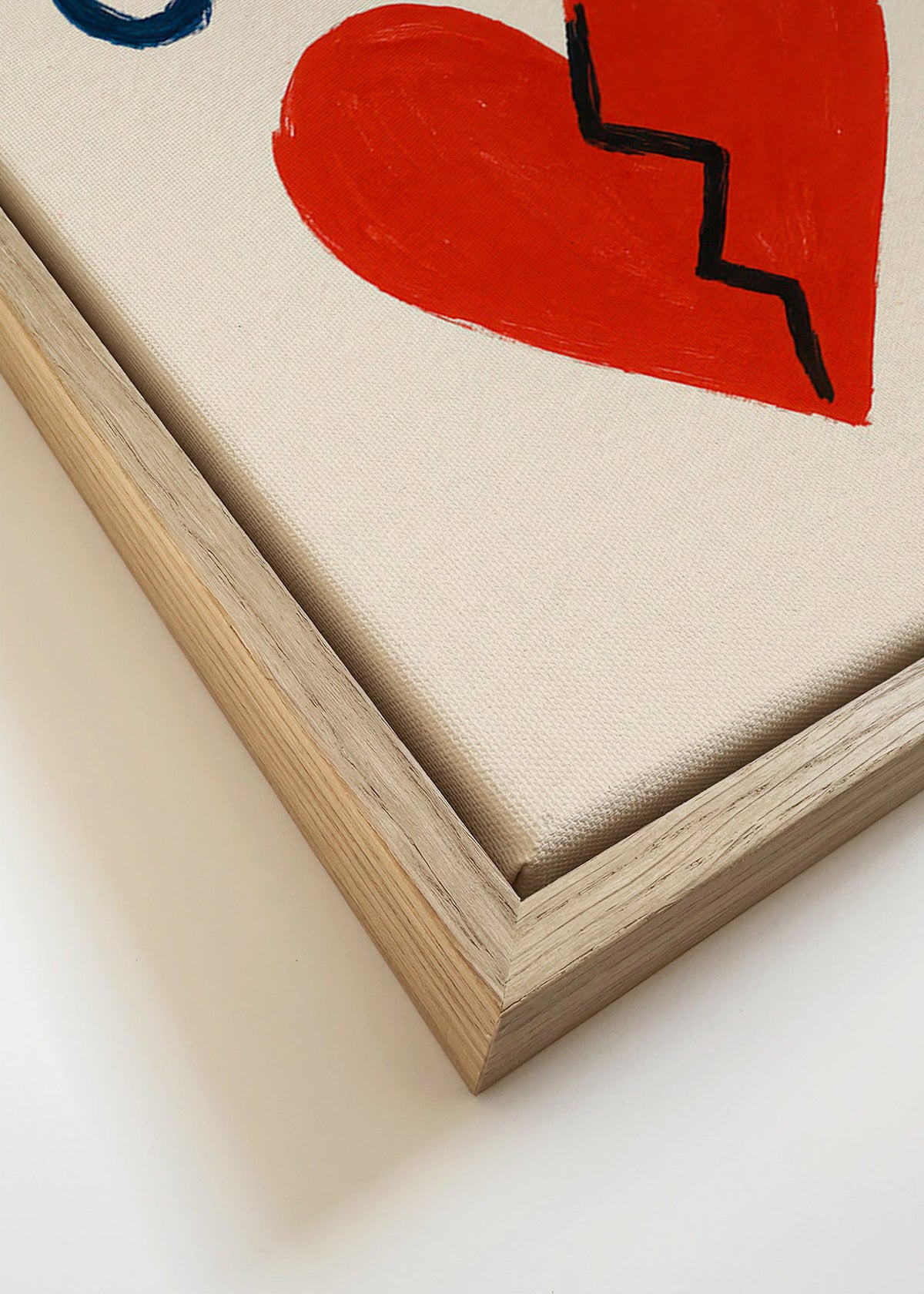 Illustratie gebroken hart met Pas Grave tekst – Canvas detail