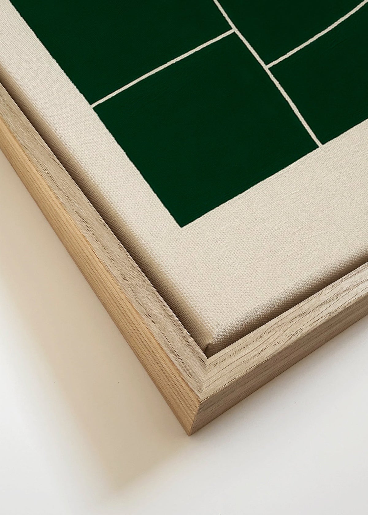 Abstract kunstwerk met groene vlakken – Canvas detail
