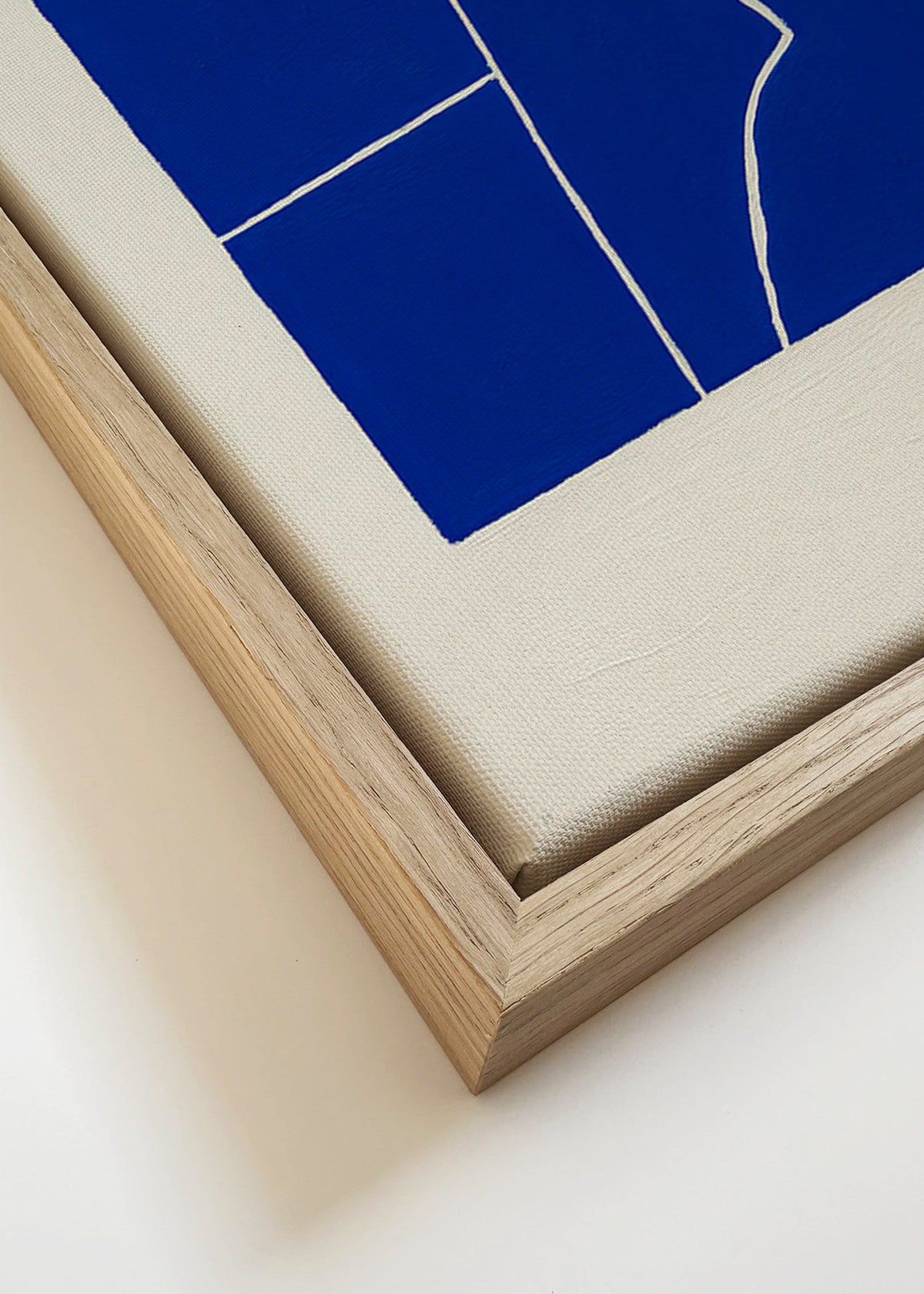 Abstract blauw kunstwerk met geometrische breuk – Canvas detail