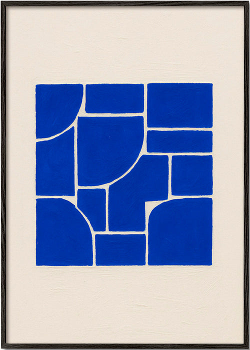 Geometrische poster in krachtig blauw – Black Frame