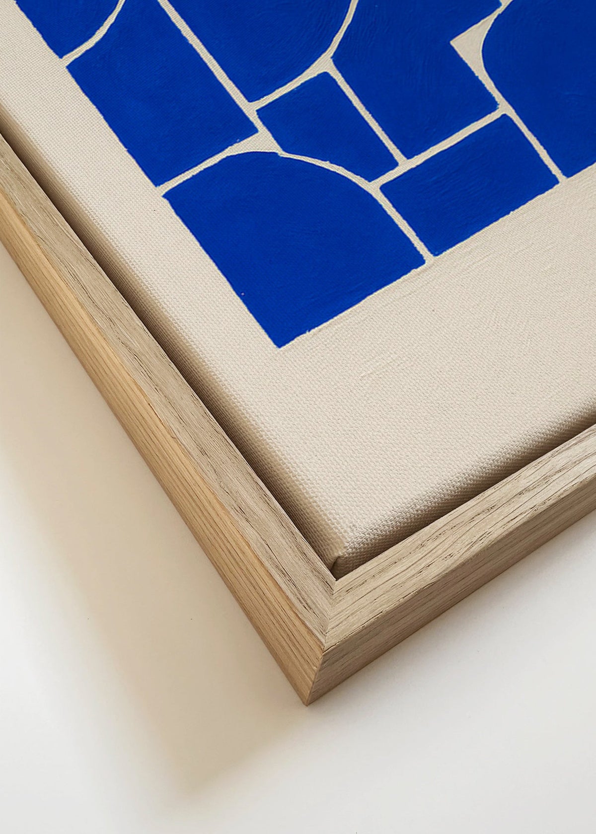 Geometrische poster in krachtig blauw – Canvas detail