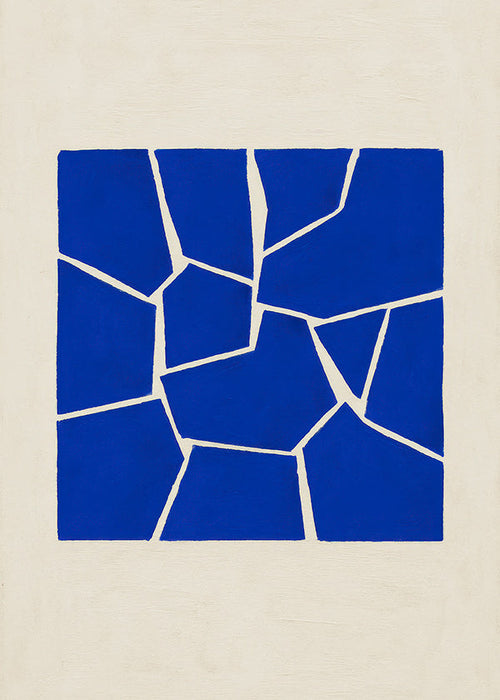 Abstract kunstwerk blauw met geometrische fragmenten
