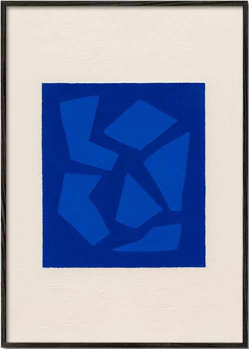 Abstract blauw kunstwerk met gefragmenteerde vormen – Black Frame
