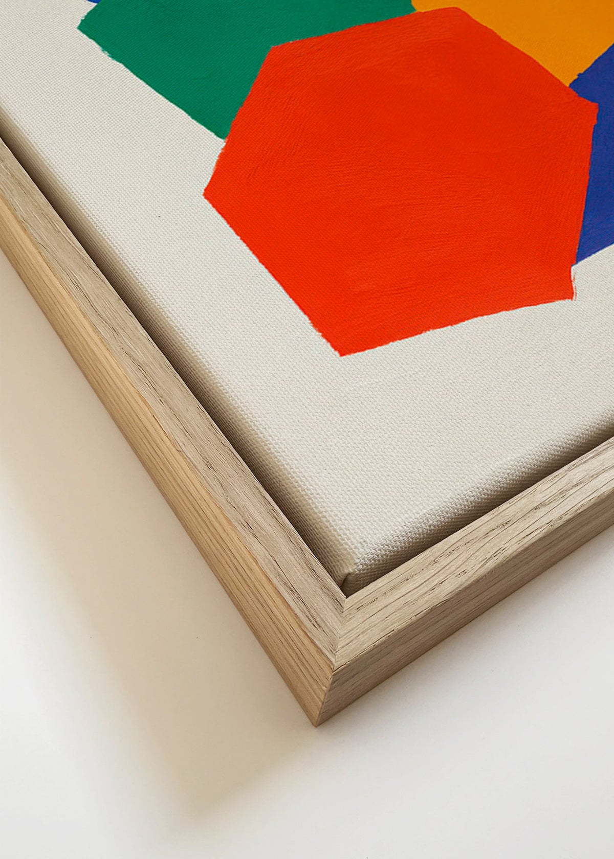 Geometrische poster met gestapelde kleurrijke vormen – Canvas detail