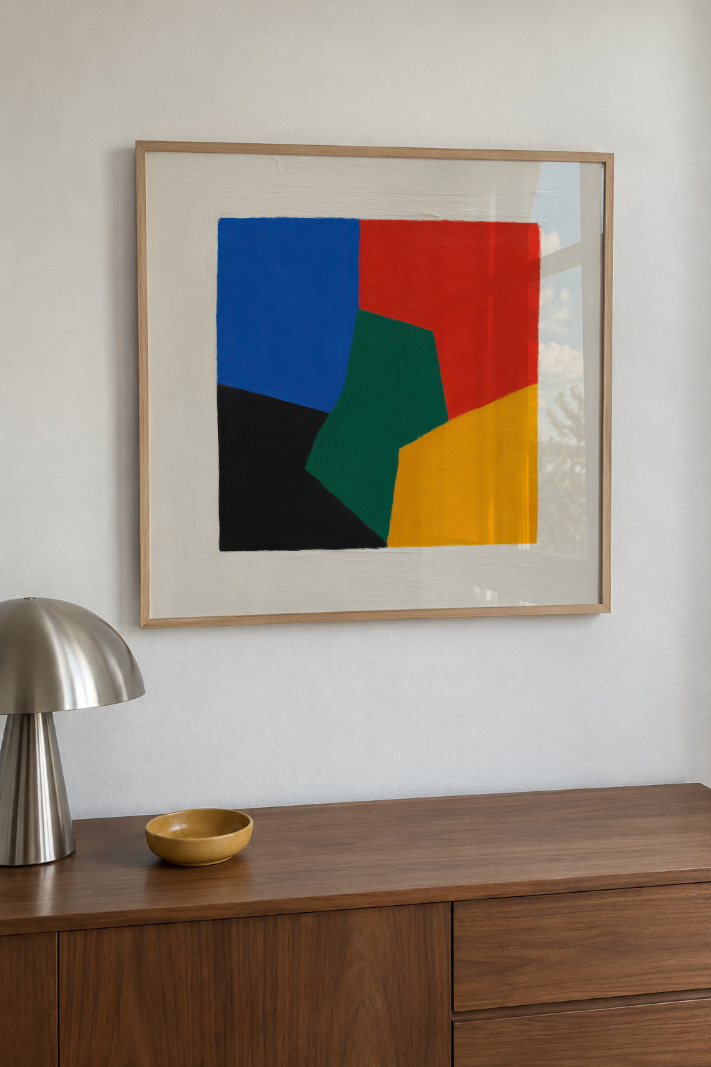 Shifted Blocks - Framed poster in an interior