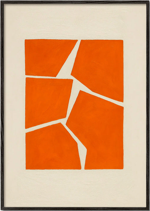Geometrische poster terracotta fragmenten – Black Frame