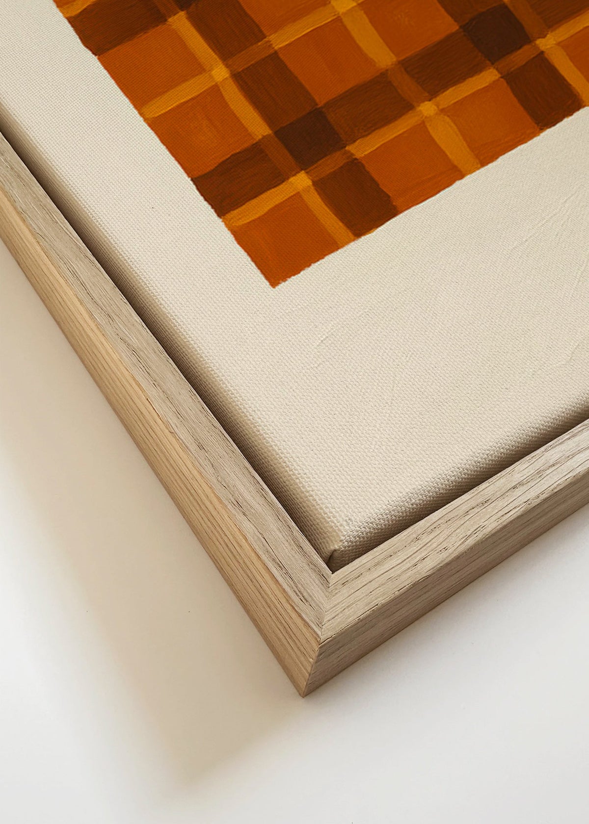 Geometrisch oker paneel kunstwerk – Canvas detail