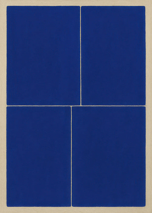 Geometrisch kunstwerk met blauwe vlakken